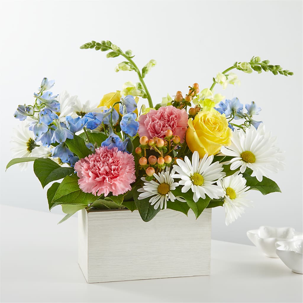 Sun Salutation Box Bouquet – FELTY-ROLAND FLORIST & PLANT INC, Elizabethton TN
