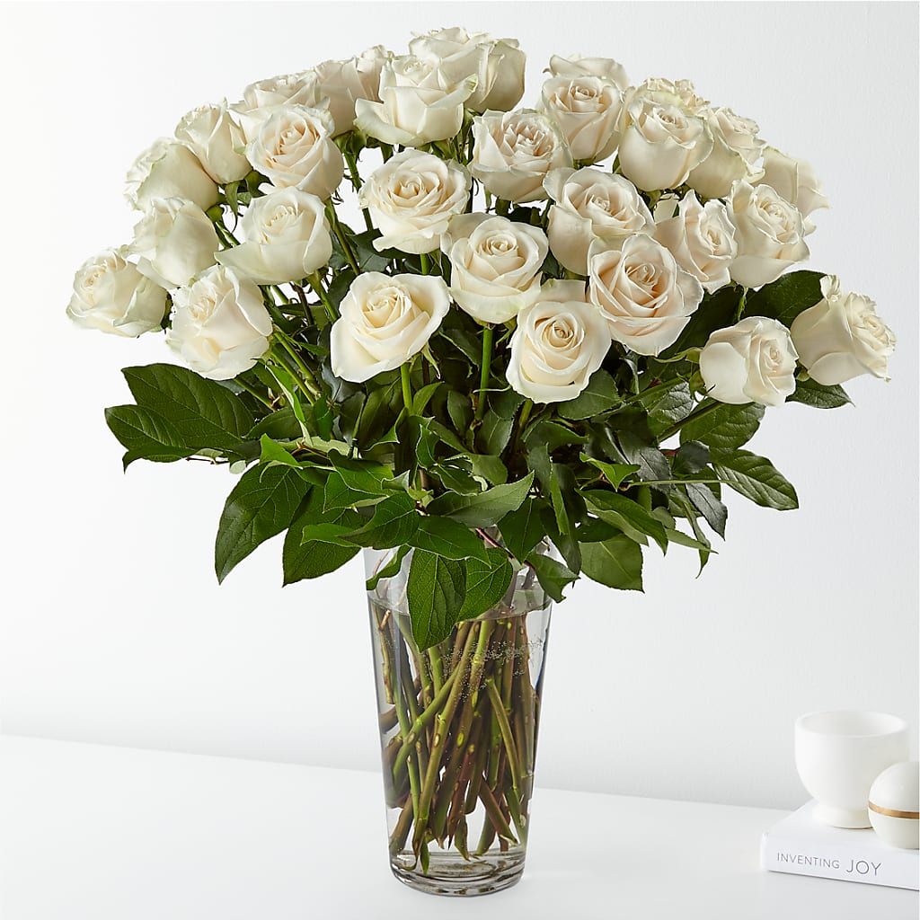 Long Stem White Rose Bouquet – FELTY-ROLAND FLORIST & PLANT INC, Elizabethton TN