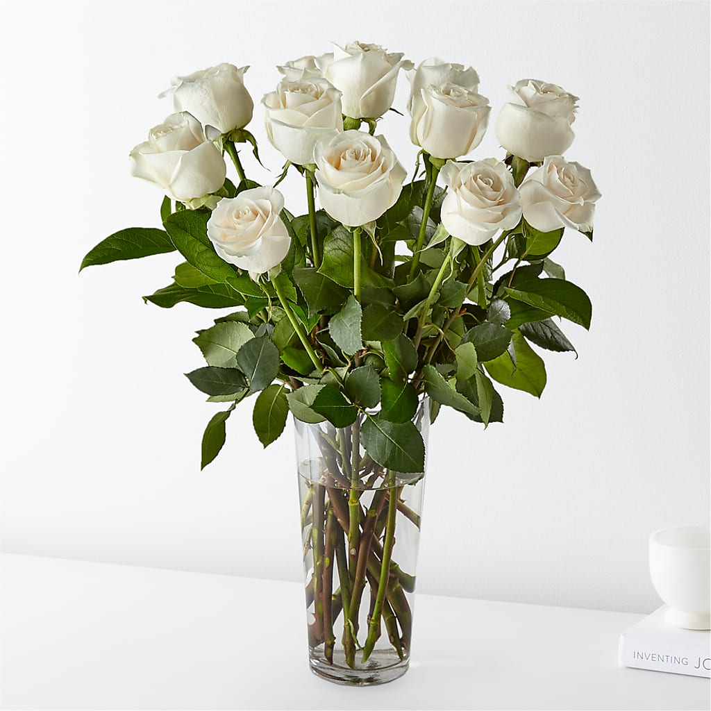 Long Stem White Rose Bouquet – FELTY-ROLAND FLORIST & PLANT INC, Elizabethton TN