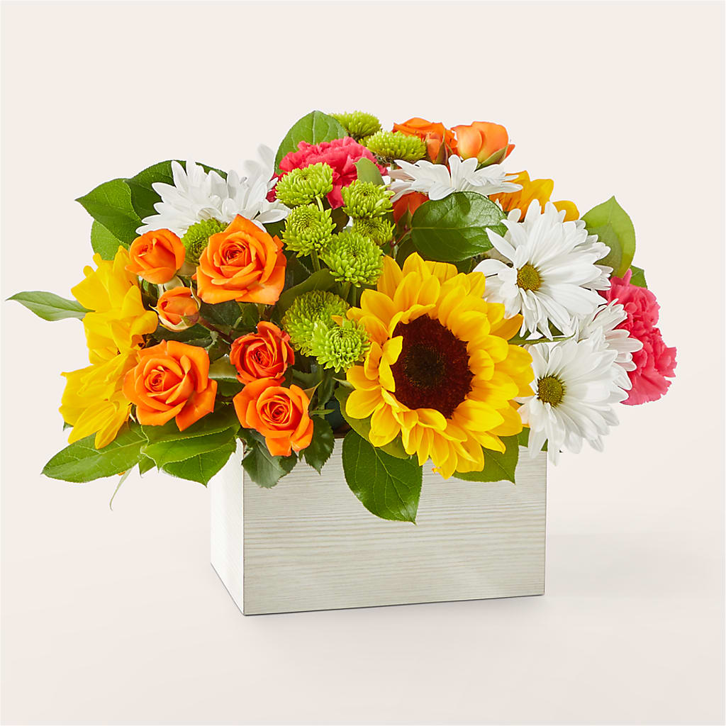 Sun-drenched Blooms Box Bouquet – FELTY-ROLAND FLORIST & PLANT INC, Elizabethton TN