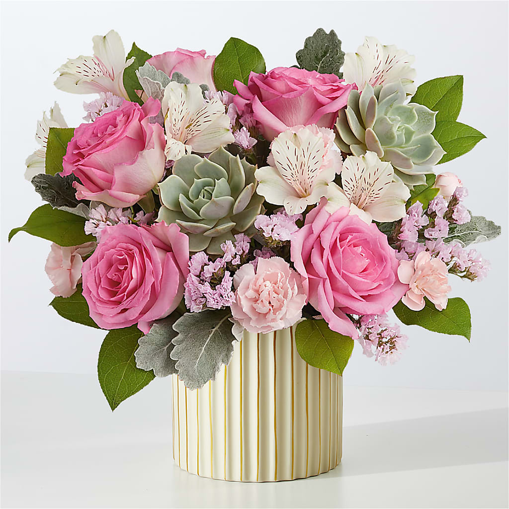 Dusty Rose Bouquet with Ivory Vase – FELTY-ROLAND FLORIST & PLANT INC, Elizabethton TN