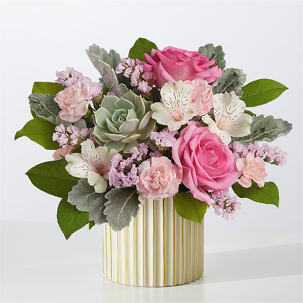 Dusty Rose Bouquet with Ivory Vase – FELTY-ROLAND FLORIST & PLANT INC, Elizabethton TN