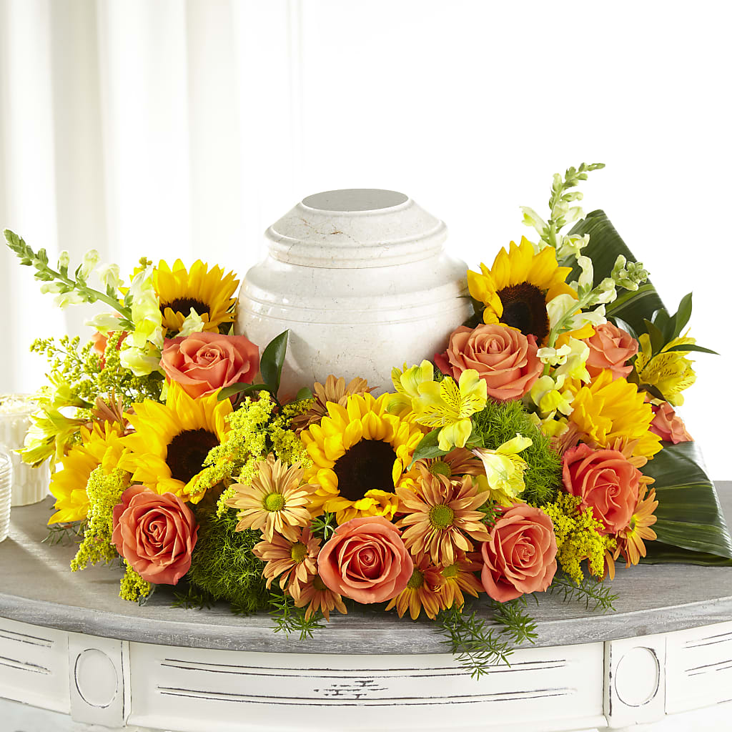 Faithful Sunflower Cremation Adornment – FELTY-ROLAND FLORIST & PLANT INC, Elizabethton TN