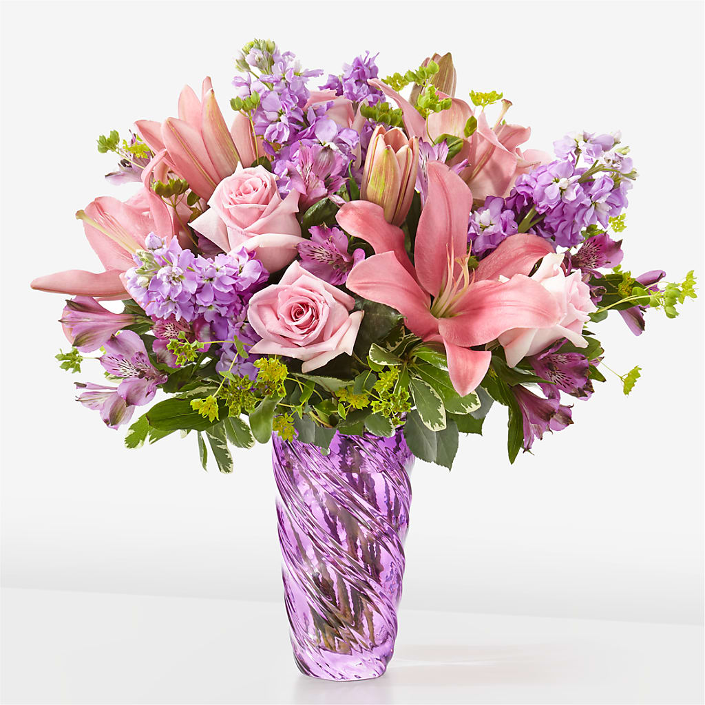 Precious Petals Bouquet with Luxe Swirl Vase – FELTY-ROLAND FLORIST & PLANT INC, Elizabethton TN