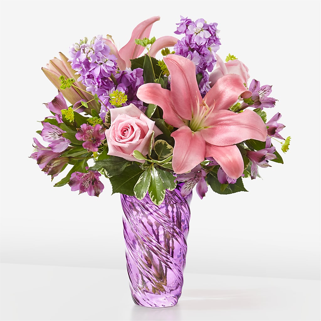 Precious Petals Bouquet with Luxe Swirl Vase – FELTY-ROLAND FLORIST & PLANT INC, Elizabethton TN