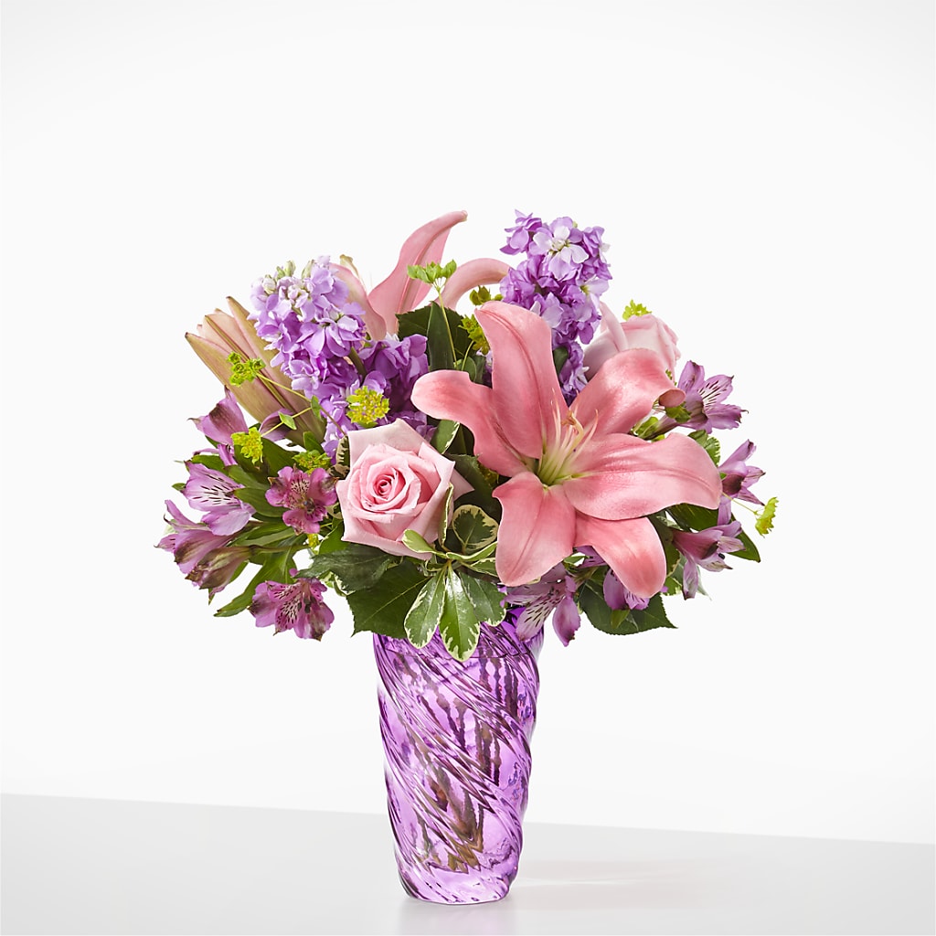 Precious Petals Bouquet with Luxe Swirl Vase – FELTY-ROLAND FLORIST & PLANT INC, Elizabethton TN