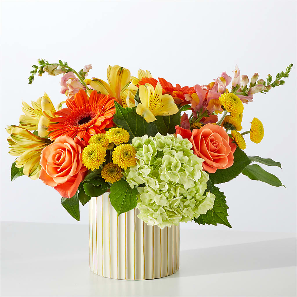 Autumn Sunshine Bouquet with Ivory Vase – FELTY-ROLAND FLORIST & PLANT INC, Elizabethton TN