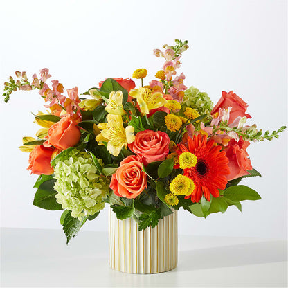 Autumn Sunshine Bouquet with Ivory Vase – FELTY-ROLAND FLORIST & PLANT INC, Elizabethton TN