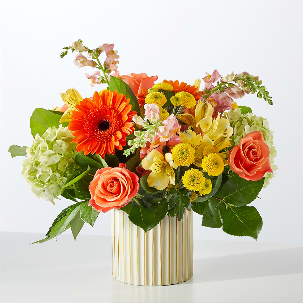Autumn Sunshine Bouquet with Ivory Vase – FELTY-ROLAND FLORIST & PLANT INC, Elizabethton TN