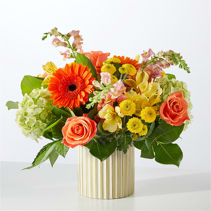 Autumn Sunshine Bouquet with Ivory Vase – FELTY-ROLAND FLORIST & PLANT INC, Elizabethton TN