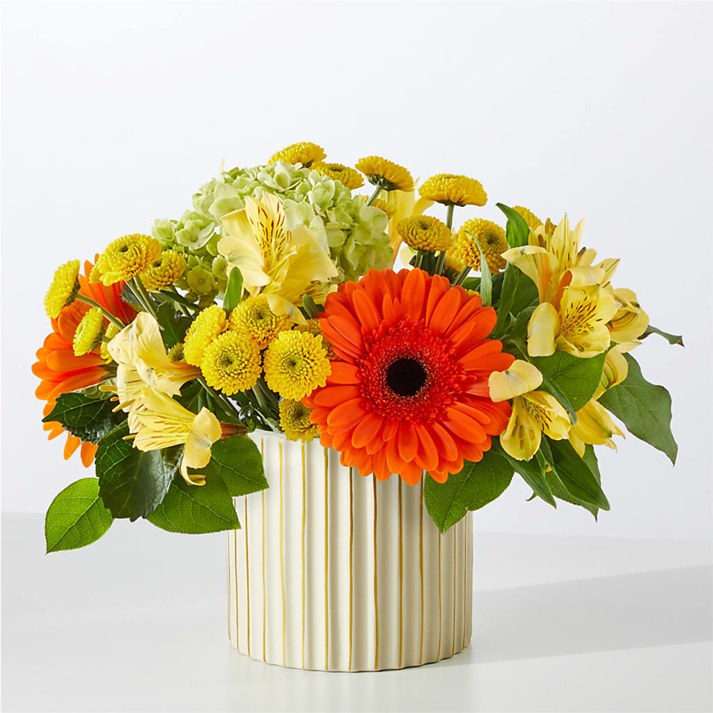 Autumn Sunshine Bouquet with Ivory Vase – FELTY-ROLAND FLORIST & PLANT INC, Elizabethton TN